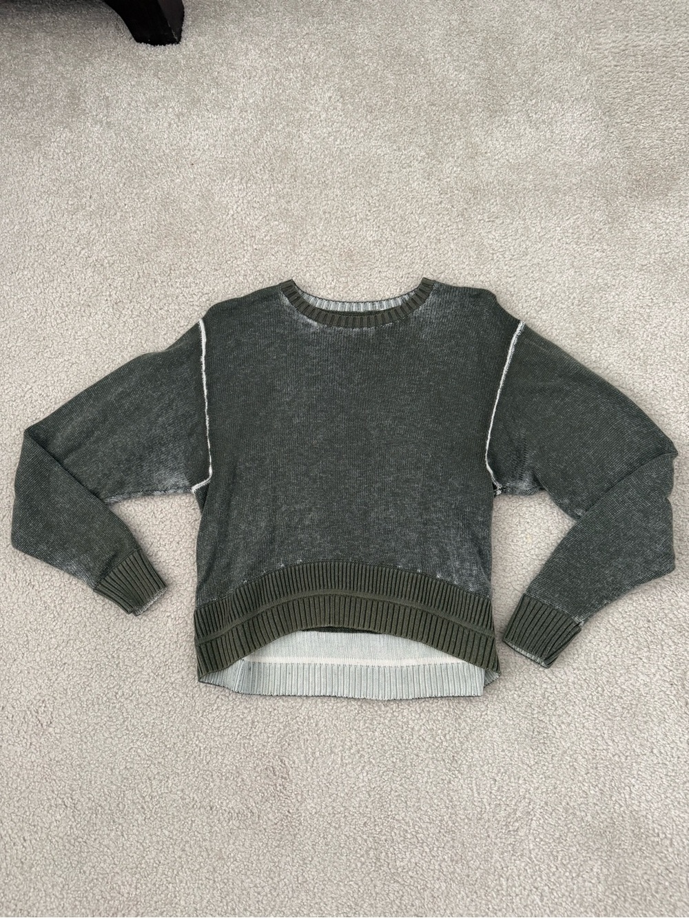 lululemon athletica Olive Green Crewneck Sweater with Contrast Hem